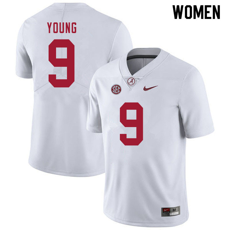 Women #9 Bryce Young Alabama White Tide College Football Jerseys Sale-White